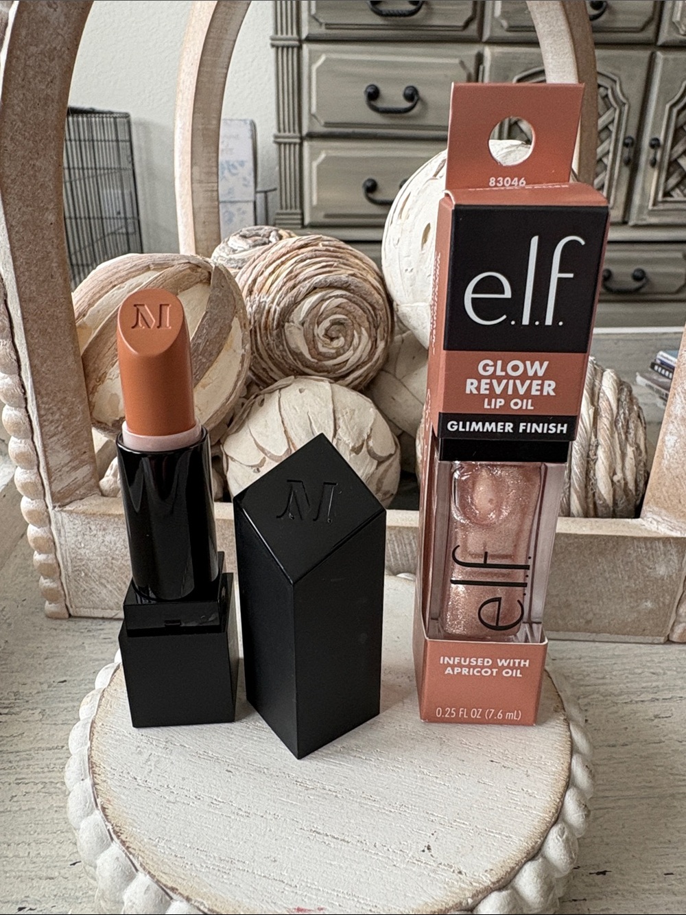 Morphe Nude Lipstick & elf Glow Revival Lip Oil Bundle